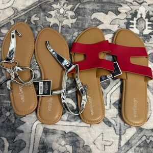 West Loop Women's Sandals in Red and Silver